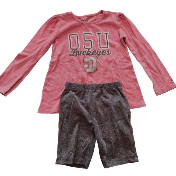 BUNDLE (2) Ohio State Buckeyes Outfit Girls Clothes Long Sleeve Shirt Shorts 5 - Picture 1 of 8